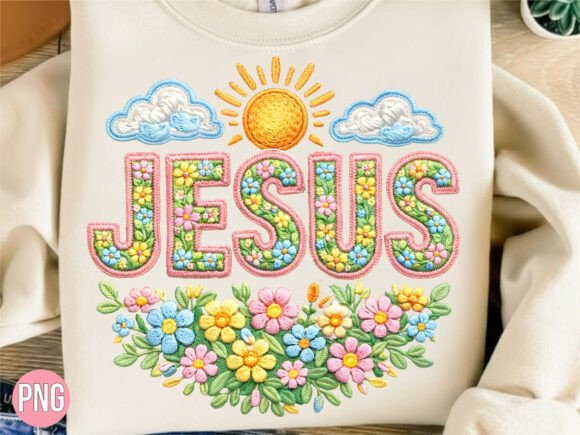 Jesus Floral Embroidery Religious PNG Review
