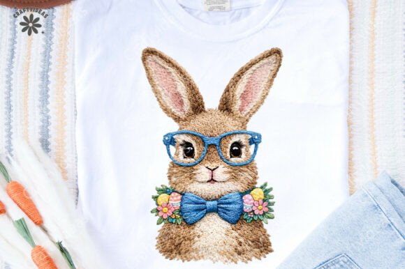 Retro Faux Embroidery Easter Bunny PNG Review