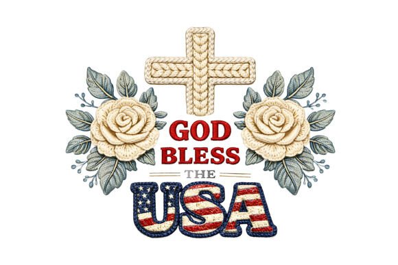 Review: God Bless USA Embroidery Cross Rose PNG